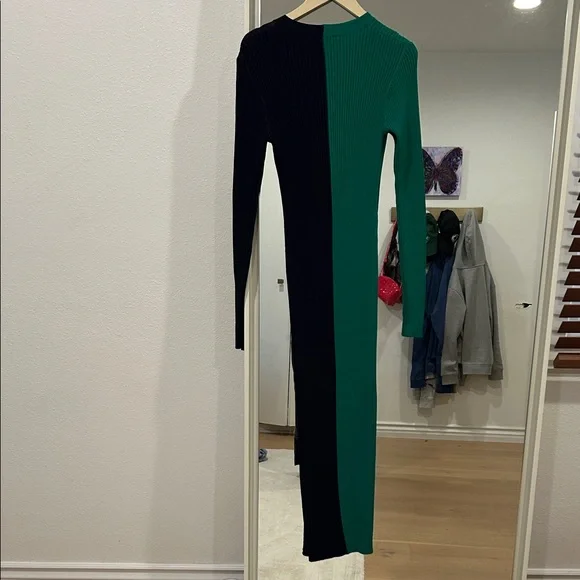Staud Shoko Green and Navy Long Sleeve Dress - Picture 6 of 7